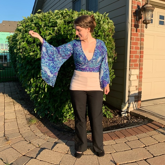 Sari Silk Wrap Top, NWT, One Size Fits Most S-L, Handmade in India - Picture 1 of 7